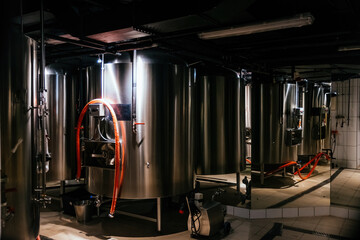 Naklejka na ściany i meble Craft beer production line in private microbrewery
