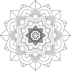 Easy Mandala coloring book simple and basic for beginners, seniors and children. Set of Mehndi flower pattern for Henna drawing and tattoo. Decoration in ethnic oriental, Indian style.