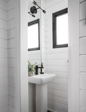 Shiplapped powder room