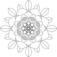 Easy Mandala coloring book simple and basic for beginners, seniors and children. Set of Mehndi flower pattern for Henna drawing and tattoo. Decoration in ethnic oriental, Indian style.