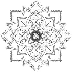 Easy Mandala coloring book simple and basic for beginners, seniors and children. Set of Mehndi flower pattern for Henna drawing and tattoo. Decoration in ethnic oriental, Indian style.