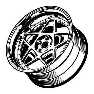 recommend clip art: car wheel rim vector silhouette, icon, logo, monochrome, color in black and transparent for conceptual design