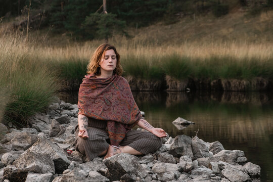 young woman practicing spirituality and healing