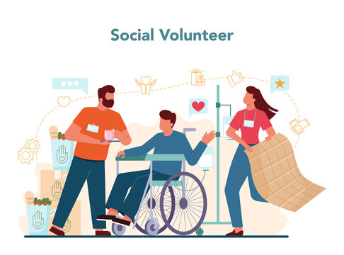 Social Volunteer. Charity Community Support And Take Care Of People