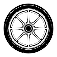 Obraz premium car wheel rim vector silhouette, icon, logo, monochrome, color in black and transparent for conceptual design