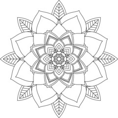 Easy Mandala coloring book simple and basic for beginners, seniors and children. Set of Mehndi flower pattern for Henna drawing and tattoo. Decoration in ethnic oriental, Indian style.
