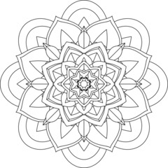 Easy Mandala coloring book simple and basic for beginners, seniors and children. Set of Mehndi flower pattern for Henna drawing and tattoo. Decoration in ethnic oriental, Indian style.