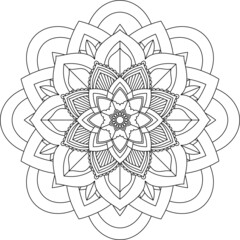 Easy Mandala coloring book simple and basic for beginners, seniors and children. Set of Mehndi flower pattern for Henna drawing and tattoo. Decoration in ethnic oriental, Indian style.