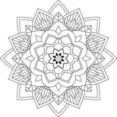 Easy Mandala coloring book simple and basic for beginners, seniors and children. Set of Mehndi flower pattern for Henna drawing and tattoo. Decoration in ethnic oriental, Indian style.