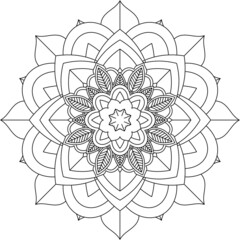 Easy Mandala coloring book simple and basic for beginners, seniors and children. Set of Mehndi flower pattern for Henna drawing and tattoo. Decoration in ethnic oriental, Indian style.