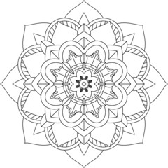 Easy Mandala coloring book simple and basic for beginners, seniors and children. Set of Mehndi flower pattern for Henna drawing and tattoo. Decoration in ethnic oriental, Indian style.
