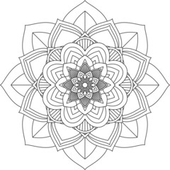 Easy Mandala coloring book simple and basic for beginners, seniors and children. Set of Mehndi flower pattern for Henna drawing and tattoo. Decoration in ethnic oriental, Indian style.