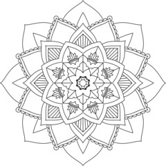 Easy Mandala coloring book simple and basic for beginners, seniors and children. Set of Mehndi flower pattern for Henna drawing and tattoo. Decoration in ethnic oriental, Indian style.