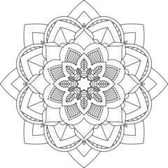 Easy Mandala coloring book simple and basic for beginners, seniors and children. Set of Mehndi flower pattern for Henna drawing and tattoo. Decoration in ethnic oriental, Indian style.
