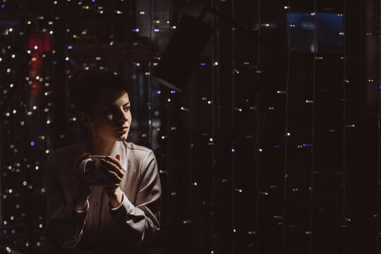 Woman expecting Christmas miracle.