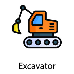 excavator color line vector icon
