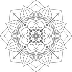Easy Mandala coloring book simple and basic for beginners, seniors and children. Set of Mehndi flower pattern for Henna drawing and tattoo. Decoration in ethnic oriental, Indian style.