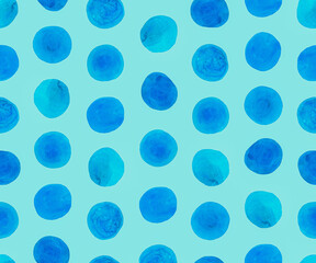 Seamless Circles Pattern. Watercolor Polka Stains 