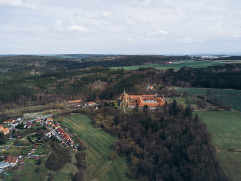 Castle with amazing architecture locating among fantastic nature.