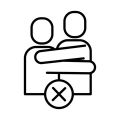 persons huging avoid contact line style icon