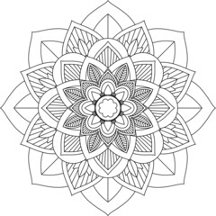 Easy Mandala coloring book simple and basic for beginners, seniors and children. Set of Mehndi flower pattern for Henna drawing and tattoo. Decoration in ethnic oriental, Indian style.