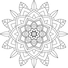 Easy Mandala coloring book simple and basic for beginners, seniors and children. Set of Mehndi flower pattern for Henna drawing and tattoo. Decoration in ethnic oriental, Indian style.