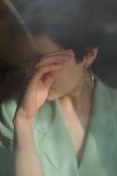 portrait of a girl with a covered face