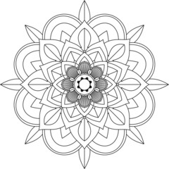 Easy Mandala coloring book simple and basic for beginners, seniors and children. Set of Mehndi flower pattern for Henna drawing and tattoo. Decoration in ethnic oriental, Indian style.