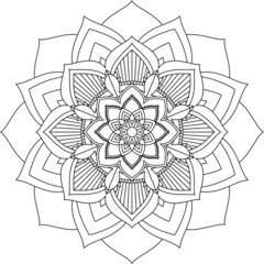 Easy Mandala coloring book simple and basic for beginners, seniors and children. Set of Mehndi flower pattern for Henna drawing and tattoo. Decoration in ethnic oriental, Indian style.
