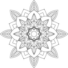 Easy Mandala coloring book simple and basic for beginners, seniors and children. Set of Mehndi flower pattern for Henna drawing and tattoo. Decoration in ethnic oriental, Indian style.