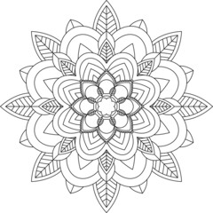 Easy Mandala coloring book simple and basic for beginners, seniors and children. Set of Mehndi flower pattern for Henna drawing and tattoo. Decoration in ethnic oriental, Indian style.