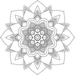 Easy Mandala coloring book simple and basic for beginners, seniors and children. Set of Mehndi flower pattern for Henna drawing and tattoo. Decoration in ethnic oriental, Indian style.