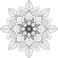 Easy Mandala coloring book simple and basic for beginners, seniors and children. Set of Mehndi flower pattern for Henna drawing and tattoo. Decoration in ethnic oriental, Indian style.