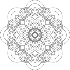 Easy Mandala coloring book simple and basic for beginners, seniors and children. Set of Mehndi flower pattern for Henna drawing and tattoo. Decoration in ethnic oriental, Indian style.