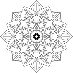 Easy Mandala coloring book simple and basic for beginners, seniors and children. Set of Mehndi flower pattern for Henna drawing and tattoo. Decoration in ethnic oriental, Indian style.