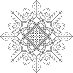 Easy Mandala coloring book simple and basic for beginners, seniors and children. Set of Mehndi flower pattern for Henna drawing and tattoo. Decoration in ethnic oriental, Indian style.