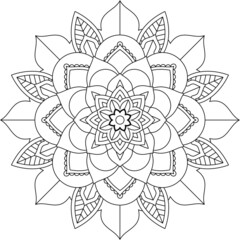 Easy Mandala coloring book simple and basic for beginners, seniors and children. Set of Mehndi flower pattern for Henna drawing and tattoo. Decoration in ethnic oriental, Indian style.