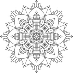 Easy Mandala coloring book simple and basic for beginners, seniors and children. Set of Mehndi flower pattern for Henna drawing and tattoo. Decoration in ethnic oriental, Indian style.