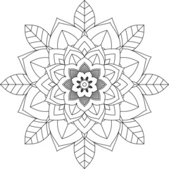 Easy Mandala coloring book simple and basic for beginners, seniors and children. Set of Mehndi flower pattern for Henna drawing and tattoo. Decoration in ethnic oriental, Indian style.