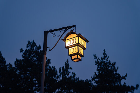 A street lamp looking like a traditional macedonian house, Lake Ohrid, Northern Macedonia