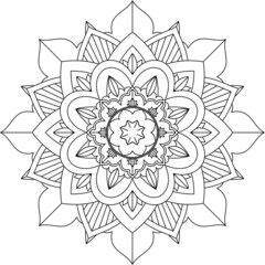Easy Mandala coloring book simple and basic for beginners, seniors and children. Set of Mehndi flower pattern for Henna drawing and tattoo. Decoration in ethnic oriental, Indian style.