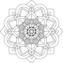 Easy Mandala coloring book simple and basic for beginners, seniors and children. Set of Mehndi flower pattern for Henna drawing and tattoo. Decoration in ethnic oriental, Indian style.