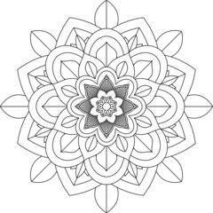 Easy Mandala coloring book simple and basic for beginners, seniors and children. Set of Mehndi flower pattern for Henna drawing and tattoo. Decoration in ethnic oriental, Indian style.