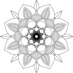 Easy Mandala coloring book simple and basic for beginners, seniors and children. Set of Mehndi flower pattern for Henna drawing and tattoo. Decoration in ethnic oriental, Indian style.