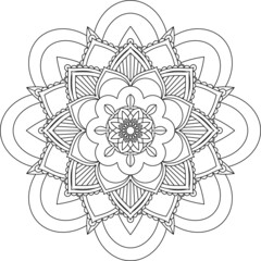 Easy Mandala coloring book simple and basic for beginners, seniors and children. Set of Mehndi flower pattern for Henna drawing and tattoo. Decoration in ethnic oriental, Indian style.
