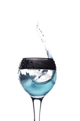 splash of drink in a beautiful crystal glass