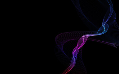 Dark abstract background with a glowing abstract waves