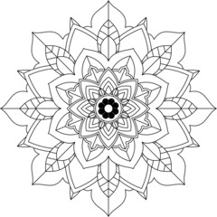 Easy Mandala coloring book simple and basic for beginners, seniors and children. Set of Mehndi flower pattern for Henna drawing and tattoo. Decoration in ethnic oriental, Indian style.