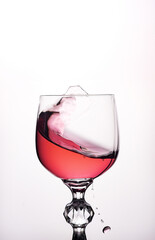 splash of drink in a beautiful crystal glass