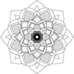 Easy Mandala coloring book simple and basic for beginners, seniors and children. Set of Mehndi flower pattern for Henna drawing and tattoo. Decoration in ethnic oriental, Indian style.
